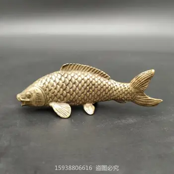 Антични твърда жълта риба шаран чай домашен любимец всяка година се появява риба настолен мини ретро медни фигурка plantas miniatura от метал