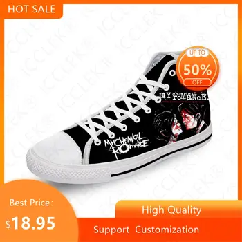My Chemical Romance MCR Rock Band Ежедневни плат с 3D принтом, модни парусиновая обувки с висок берцем, Мъжки, дамски, юношески Дишащи обувки