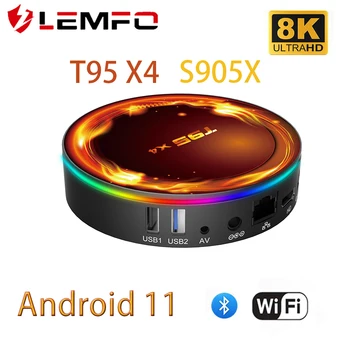 LEMFO T95X4 Android 11 Smart TV Box Chipest S905X4 4K 8K 3D, HDR Двойна WIFI 4 GB RAM памет 32G 64 GB ROM USB3.0 Медии 2023 Гласов асистент