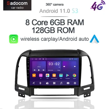 360 Панорамен Carplay 6G + 128G Android 11,0 Кола DVD плейър GPS, WIFI, Bluetooth 5,0 RDS Радио За Hyundai Santa FE IX45 2006-2012