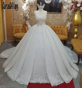 Бална рокля на принцеса, сватбени рокли за булката 2023 на тънки спагети презрамки, винтажное дантелено сватбена рокля с влак Abito Da Sposa