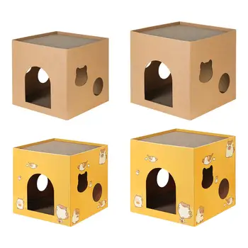 Котешки Картонена Къщичка на Дървесина Котешка Картонена кутия за покриване на малки животни