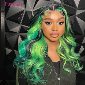 Перуки от човешка коса с насипни волнистостью 13x6 зелен цвят заплитания за черни жени, 360 Перука, завързана с предна част, 30 инча, перука с приключването на 13x4,