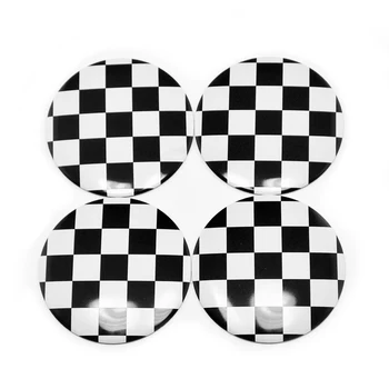4шт 56 мм Черно-бяла Мрежа Стикер на Център колело Алуминиеви Модни Автомобилни Шапки ступиц, Емблемата на легкосплавных диск от Иконата на Автоаксесоари