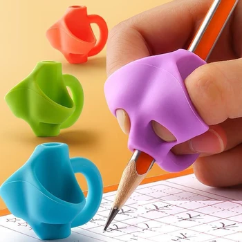 Различни цветове, 5 бр., трехпальцевый детски молив, на силикон държач за химикалки, правилната стойка на ученика, образователен инструмент за писане, на правилното устройство