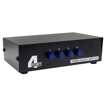 4-портов AV-превключвател, превключвател на RCA, 4 входа и 1 изход, кутия за избор на композитни видео, L/ R аудио за игрова конзола STB DVD