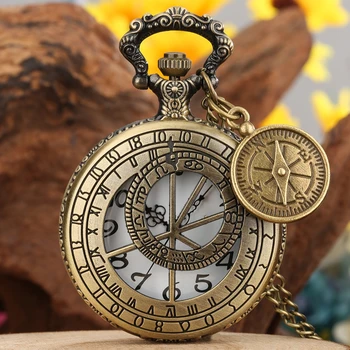Кухи Ретро астрономически компас, Геометрия, дизайн на Прага, кварцови часовници джобни-колие, окачване, верига, часовници с компас, аксесоар