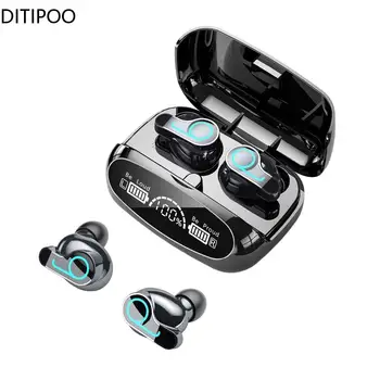 Безжични Слушалки Стерео Спортна Тъчпад Слушалки TWS Bluetooth V5.1 Слушалки Дамски Слушалки с микрофон Power Bank 2000 mah