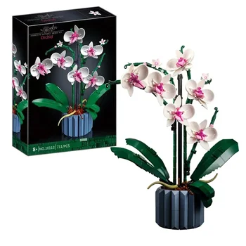 Moc блок орхидеи, цветя, сукуленти, строителни блокове в саксии, подходящи за 10311 Romantic Kit Assembly Building Toy момиче gift
