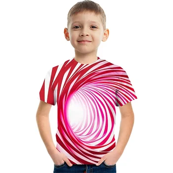 Нова тениска с къс ръкав с принтом cool vortex за момчета 4-12 години, популярният корейски тенденция за тийнейджъри, градинска облекло за деца на открито