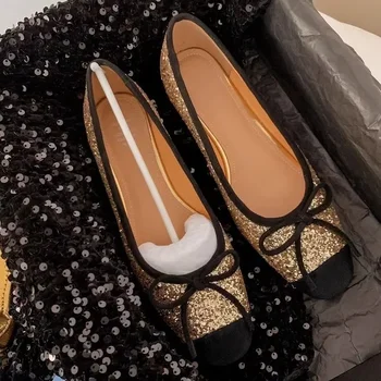 Нови балетные обувки на плоска подметка с ресни, женски обувки за танци Мюлер Egg Roll с малките си пръсти и удобни меки подметки.