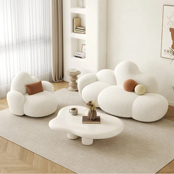 Мека мебел за дневна White Cloud, модерна тъкан, изчистен Европейския ъглов диван, Уютни подови възглавници, Мебели за дома Divano