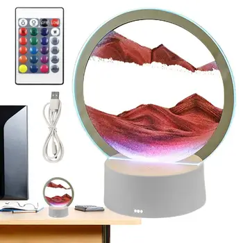 Настолна лампа за рисуване от движещ се пясък, 3D лампа от плаващи пясъци с USB зареждане, маса за декорации, лампа за рисуване от движещ се пясък, творческа изкуството от пясък за дома