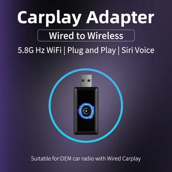 Най-новият Безжичен Адаптер Mini Carplay LED Smart Link AI Box Car OEM Wired Carplay to Wireless Plug and Play USB Dongle за Apple