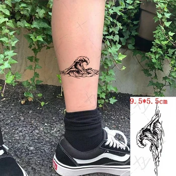 Водоустойчив временна татуировка стикер Морски вълни Елемент на вретеното Малкия размер на Флаш татуировка за боди-арт, фалшива татуировка за жени и мъже