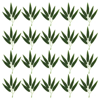 50 Броя Изкуствени бамбукови листа, Изкуствени зелени растения, Стайни дървета-топиариев, храсти с пластмасови листа, изкуствени копринени щеки