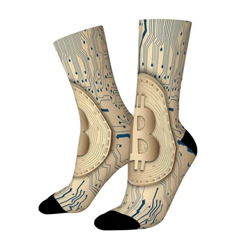 Битова Монета Биткоин Виртуална Валута Директни Чорапи Мъжки Дамски Зимни Чорапи от полиестер в стил хип-хоп