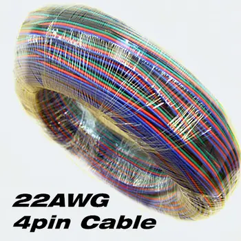 Най-добрата цена на 100 метра 4pin Луженая мед 22AWG изолиран PVC кабелен тел Електрически кабел LED RGB лента удължител тел Безплатна Доставка