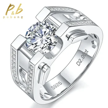 Бижута PuBang от сребро 925 проба, пенливи Пръстен с диамант от муассанита 8 мм, един Коктейл пръстен за жени, подарък за сватба, на участието