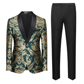 2023 Висококачествени мъжки костюм + панталони) Висококачествено корейската версия, тънък модерен красив панорамен тенденция, комплект от две части
