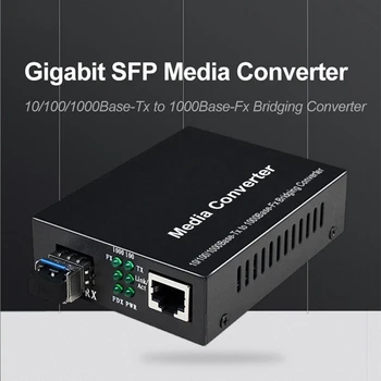 Медиаконвертер SFP-Влакна, RJ-45 Метален SFP-Fiber Конвертор SFP 10/100/1000 М Ethernet Конвертор, който е Съвместим С Радиоприемник За