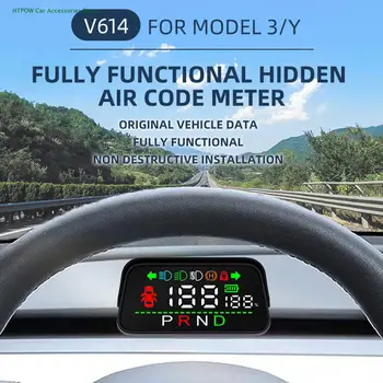 Авто централен дисплей на арматурното табло HUD за Tesla Model 3 Y, скоростомер, Мултифункционален волан, интелигентен дисплей