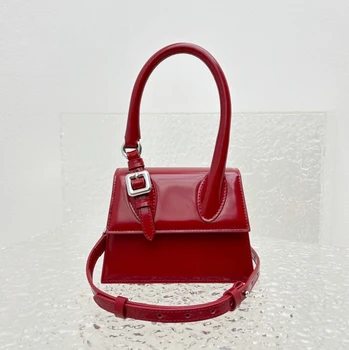 Оригинален дизайн 2023 г., Нов ръчен дамски чанта от висококачествена лачена кожа на едното рамо.