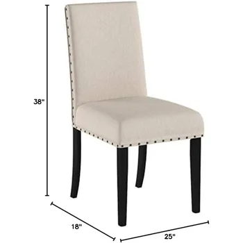 Трапезни столове от плат Roundhill Furniture Biony Тан с покритие под формата на ноктите, комплект от 2 части, кафяв