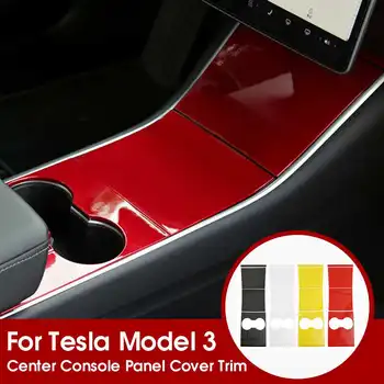 4шт Етикети към панела на централната конзола на автомобила Калъф за Tesla, модел 3 модел от въглеродни влакна, декоративни стикери, Аксесоари за модели 3