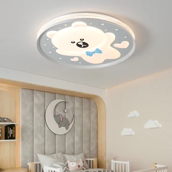 Led тавана лампа Creative Bear за спални, Кремаво, просто, за момичета и момчета, на Топло, за детска стая, През тавана лампа, Лампа за дома вътрешно осветление.