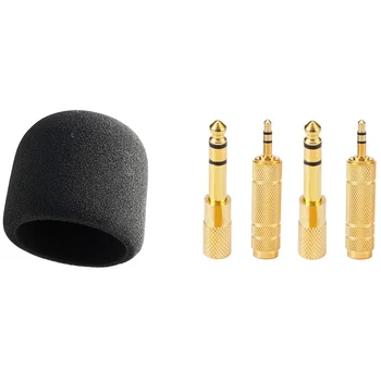 Адаптер за слушалки 6,35 мм (1/4 инча) за мъже и 3,5 мм за жени, стереоадаптер с професионален предното стъкло от стиропор
