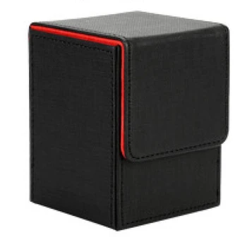 Калъф за карти, кутия за тесте карти, детска кутия за тестета карти с ръкави за Yugioh MTG, подвързване: 100+, черен, червен