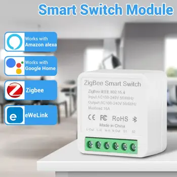 eWeLink Zigbee 16A MINI Smart Switch поддържа автоматичен прекъсвач с 2-бандов Таймер за управление, Безжичен превключвател работи с Алекса Google Home