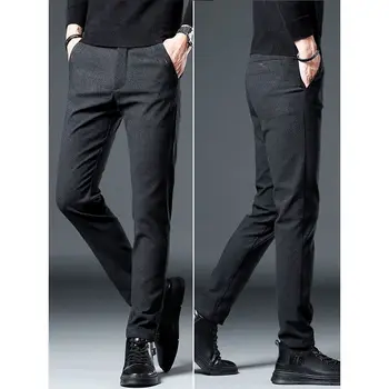 Мъжете 2023, Есенно-зимните Модни бизнес костюми директно намаляване, панталони, мъжки ежедневни вълнени панталони, мъжки Нови официални плоски панталони Z17