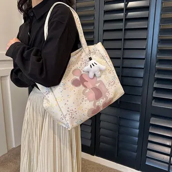 Дамски холщовая чанта, скъпа чанта с принтом Мики Маус от карикатура, ежедневна чанта с графити, чанти за момичета, Нова