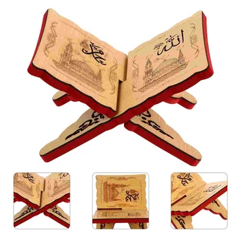 Рафтове за съхранение на Ислямската Библейска Книга, Офис Притежателя на таблета за вашия десктоп на четене, Wooden Настолен Органайзер