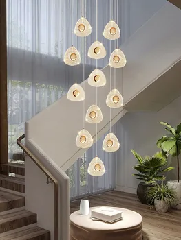 Луксозен полилей в стълбището в лофте, осветление прост хола в скандинавски стил, led окачен лампа, вътрешна Висящи полилеи акрил