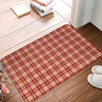 Кухненски нескользящий килим в клетка с червени цифри, фланелевый мат, мат за входната врата, подложка за декор на пода