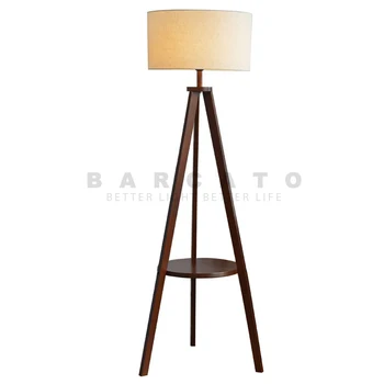 Модерен дървен под лампа Nordic Standing Lamp Лампи в стил ар деко за всекидневната, led подови тела за мека мебел, Декоративни скоби за кафе