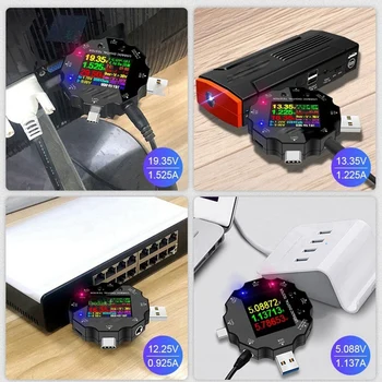 Тестер за бързо зареждане Wi-Fi Sasha, USB-амперметър, Цифров измерител на напрежение, амперметър за измерване на напрежение и ток