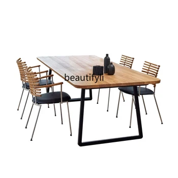 Скандинавски Обикновена маса за хранене от масивно дърво, лесно лукс, Модерен Малък апартамент, Дом, маса за хранене райе, Офис маса, Компютърно бюро