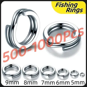 500 ~ 1000шт риболовни на пръстените Разъемное пръстен от неръждаема стомана с високо качество, трайни, За училищата, соединяющее рибарски принадлежности със стръв