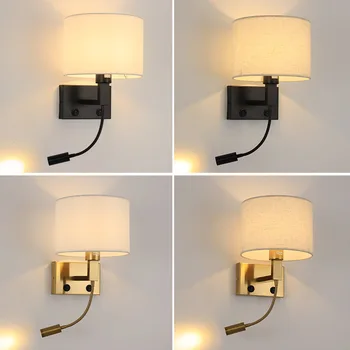 Нощни, с монтиран на стената лампа за четене с филтър абажуром, превключвател и въртяща се на 360 ° прожектором, led, с монтиран на стената лампа за дома в хотел в спалнята