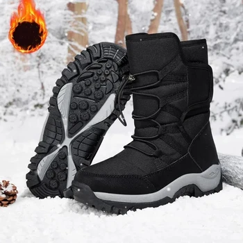 Зимни зимни обувки унисекс, дамски улични маратонки, водоустойчив нескользящие високи непромокаеми топли кожени обувки на платформа