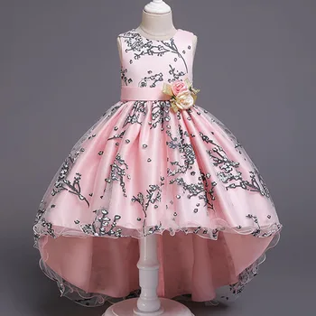 Бална рокля на принцеса с цветя модел за малки момичета, празнична рокля-пакет за деца, елегантни Сватбени Коледни рокли за Рожден Ден, детски дрехи