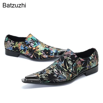 Batzuzhi/ Нов прием на Мъжки обувки, Модни кожени модела обувки; Мъжки слипоны с метално бомбе в бизнес стил, за партита и сватби; Zapatos Hombre!38-46