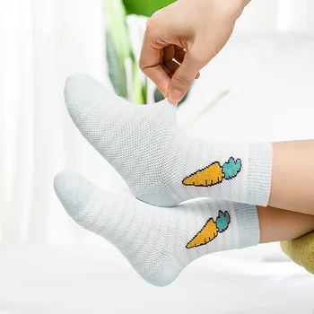 5 двойки горещите летни тънки памучни детски чорапи за момчета и момичета, дишането къси чорапи с мультяшными любимци за деца 0-9 години
