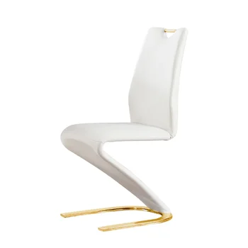 Столове от 2 теми, модерен и лесен за хранене на стол Z-образна форма от изкуствена кожа, домашен стол за всекидневната, само столове (масата не се продава)