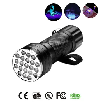 21 led UV Uv фенерче Blacklight 395NM Мини лампа-светкавица петна От урина домашни любимци Преносими фенерчета черно светлина