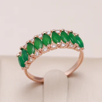 Женски пръстен Kienl с естествен зелен цирконием, цвят розово злато проба 585, винтажное пръстен, сватбени бижута за булката, луксозен дизайн, най-добрият подарък